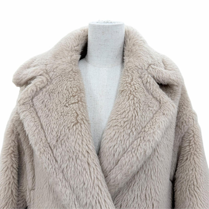極美品☆Max Mara マックスマーラ 101615136 テディベア アルパカ バージンウール シルク混 ロング丈 コート ベージュ 正規品 レディース