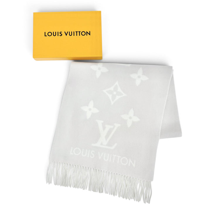 美品△LOUIS VUITTON ルイヴィトン 2026年製 M78909 エシャルプ レイキャビック カシミヤ グレージュ モノグラム マフラー 現行品 正規品