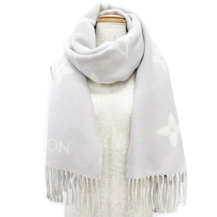 美品△LOUIS VUITTON ルイヴィトン 2026年製 M78909 エシャルプ レイキャビック カシミヤ グレージュ モノグラム マフラー 現行品 正規品