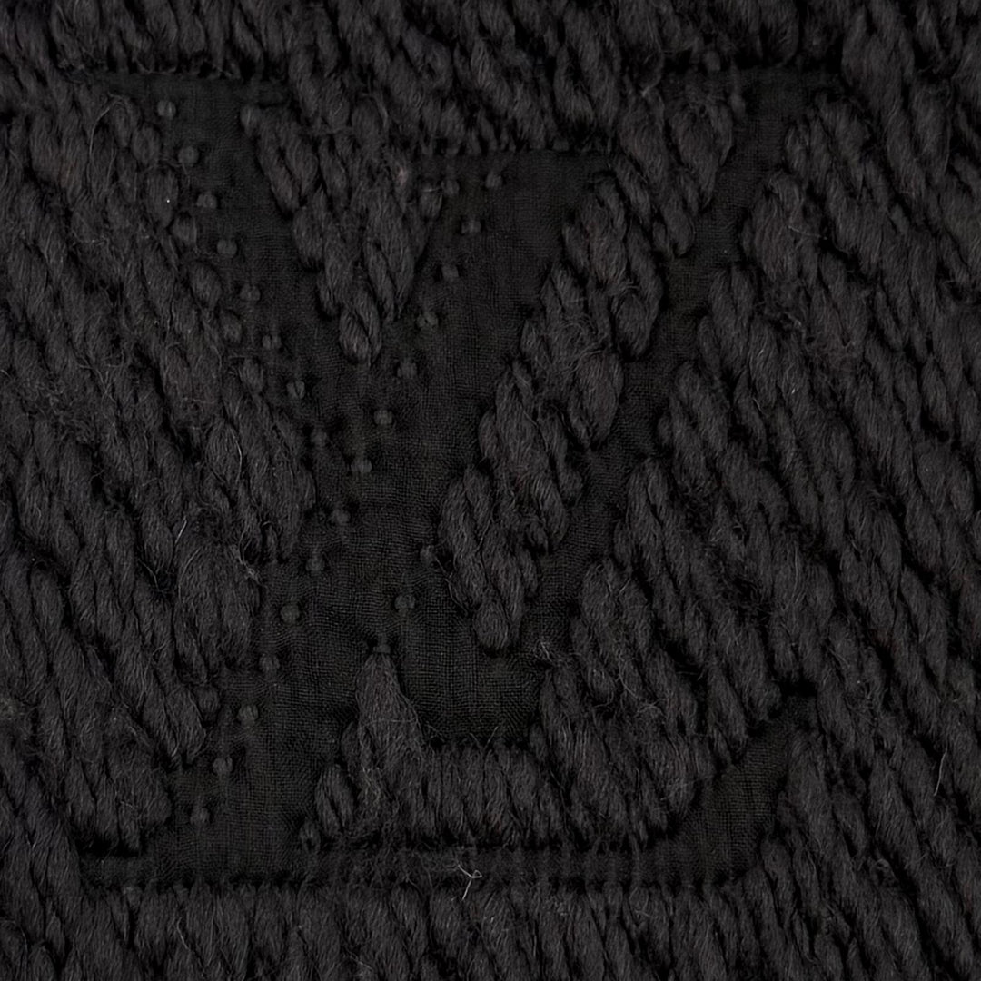 美品▼LOUIS VUITTON ルイヴィトン M72431 エシャルプ ロゴマニア モノグラム ウール シルク フリンジ付き マフラー ダークグレー 正規品
