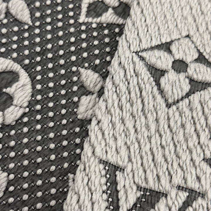 美品▼LOUIS VUITTON ルイヴィトン 413287 エシャルプ ロゴマニア モノグラム ウール シルク フリンジ付き マフラー グレージュ 正規品