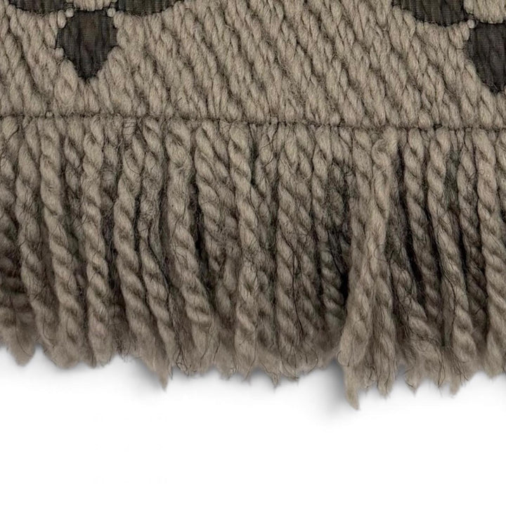 美品▼LOUIS VUITTON ルイヴィトン 413287 エシャルプ ロゴマニア モノグラム ウール シルク フリンジ付き マフラー グレージュ 正規品