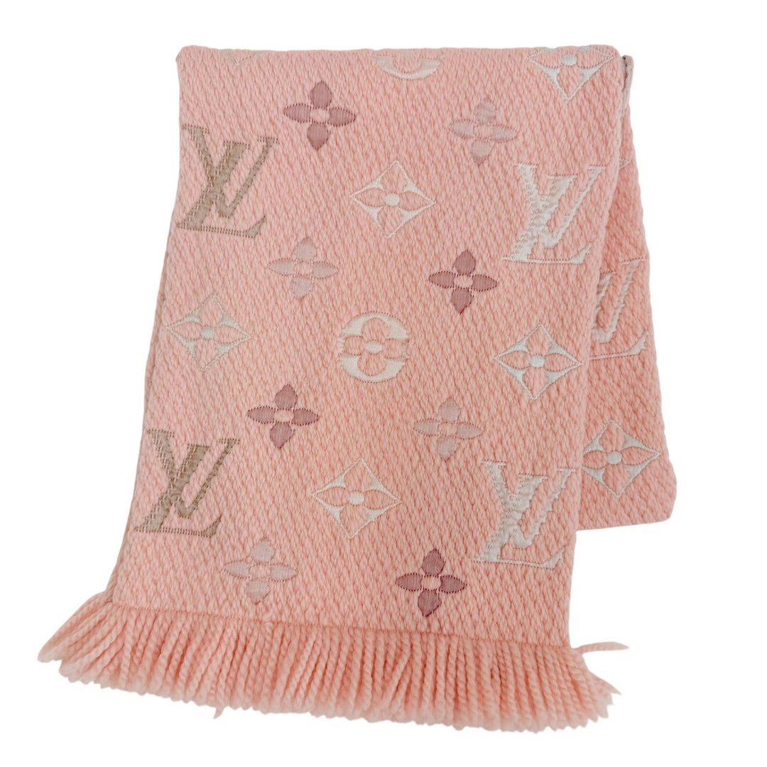 美品☆LOUIS VUITTON ルイヴィトン M73057 エシャルプ・ロゴマニア・レインボー ウール シルク クリスタルピンク マフラー 正規品 箱付