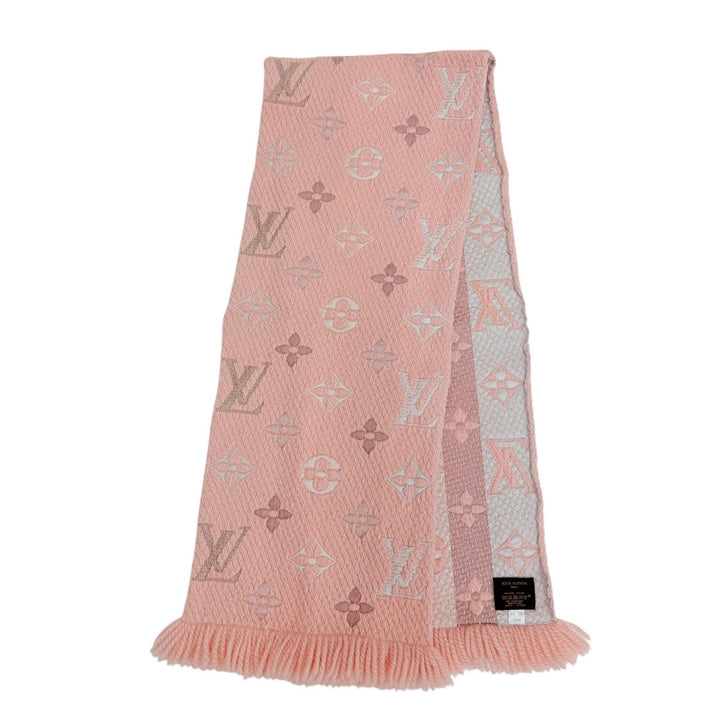 美品☆LOUIS VUITTON ルイヴィトン M73057 エシャルプ・ロゴマニア・レインボー ウール シルク クリスタルピンク マフラー 正規品 箱付