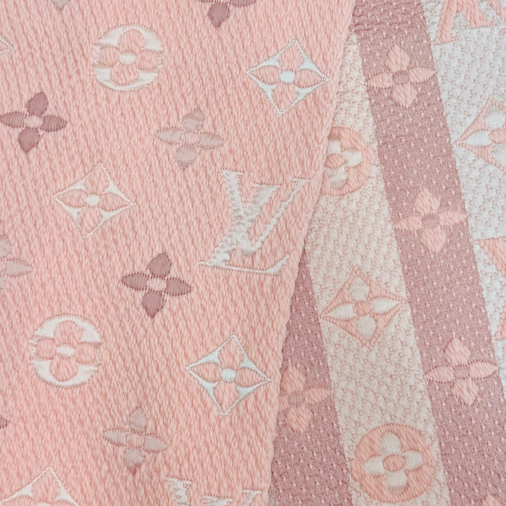 美品☆LOUIS VUITTON ルイヴィトン M73057 エシャルプ・ロゴマニア・レインボー ウール シルク クリスタルピンク マフラー 正規品 箱付