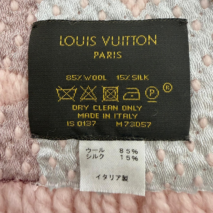 美品☆LOUIS VUITTON ルイヴィトン M73057 エシャルプ・ロゴマニア・レインボー ウール シルク クリスタルピンク マフラー 正規品 箱付