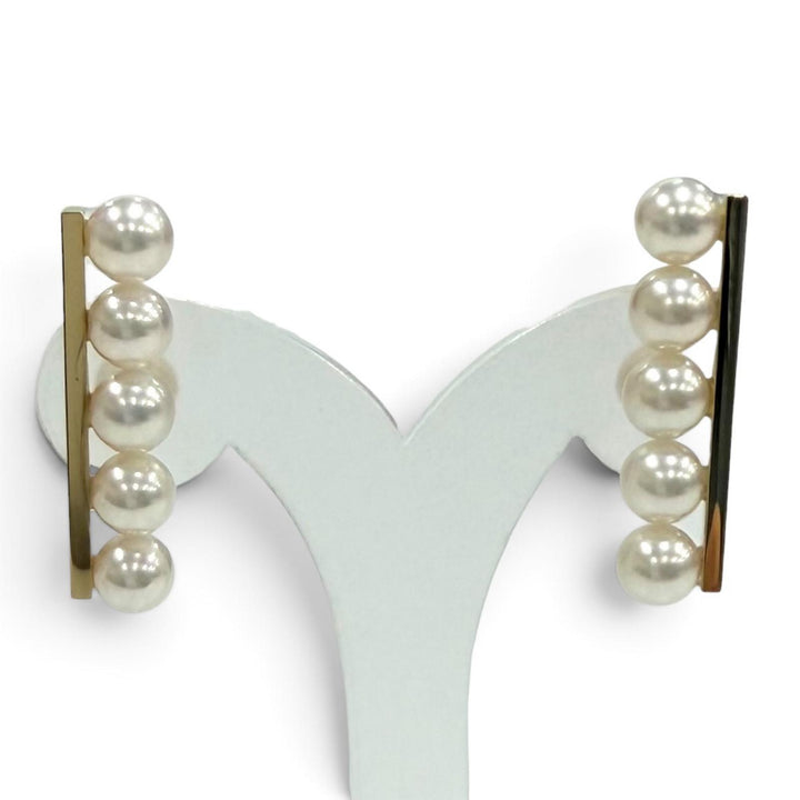 極美品★TASAKI タサキ バランス プラス ピアス 18K 5Pパール アクセサリー ホワイト ゴールド 重量4.8g レディース 箱付き