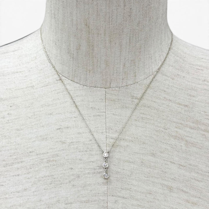美品★TIFFANY&amp;Co. ティファニー エルサペレッティ AG925 バイザヤード 3Pダイヤモンド ドロップペンダント ネックレス スペイン製 袋付