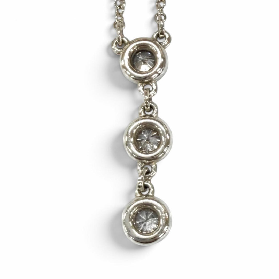美品★TIFFANY&amp;Co. ティファニー エルサペレッティ AG925 バイザヤード 3Pダイヤモンド ドロップペンダント ネックレス スペイン製 袋付