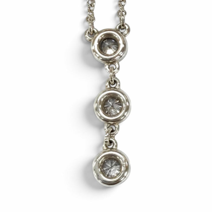 美品★TIFFANY&amp;Co. ティファニー エルサペレッティ AG925 バイザヤード 3Pダイヤモンド ドロップペンダント ネックレス スペイン製 袋付