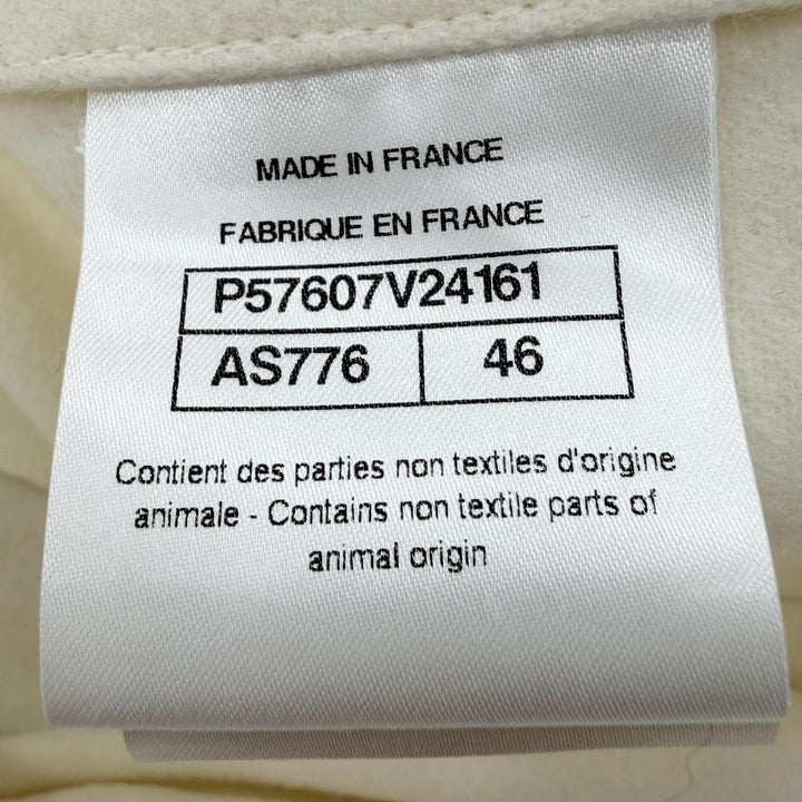 極美品☆CHANEL シャネル P57607 ウール カシミヤ ココマークボタン ロング丈 コート ホワイト 46 フランス製 正規品 レディース メンズ