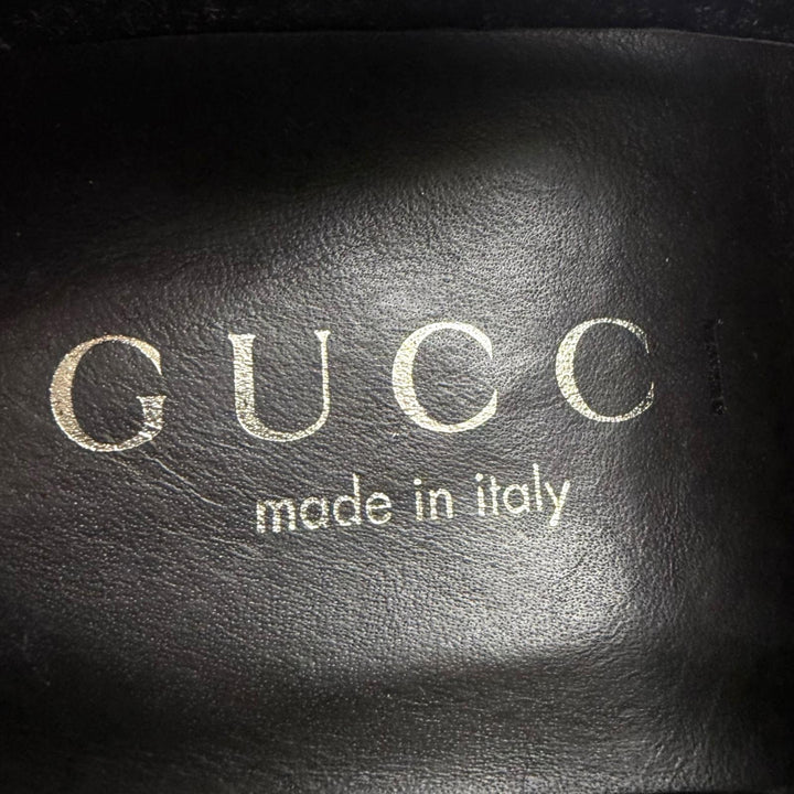 極美品□GUCCI グッチ レザー ホースビット ローファー フラットシューズ ブラック シルバー金具 40.5 イタリア製 メンズ 箱付き