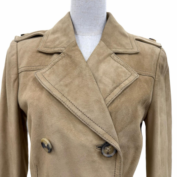 美品☆GUCCI グッチ 172198 バンブーバックル スウェードレザー トレンチコート ベージュ 40 イタリア製 正規品 ガーメント・ハンガー付