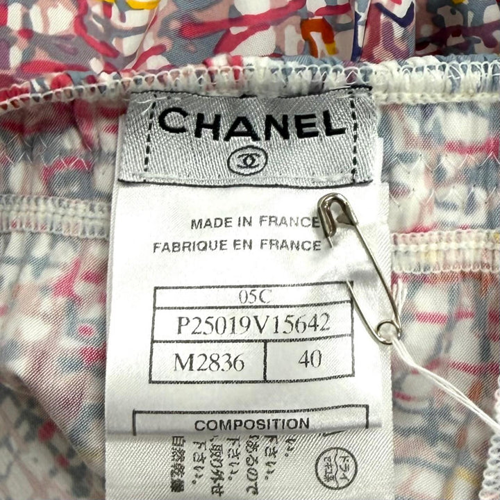 未使用品★CHANEL シャネル 05C P25019 ツイード ココマークプリント スイムウェア トップス マルチ 40 フランス製 正規品 保存袋付き
