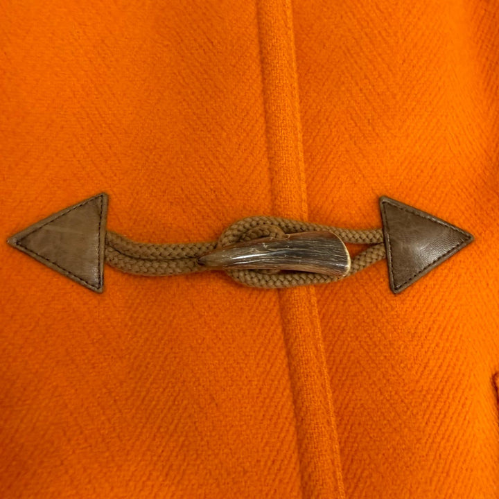 良品□HERMES エルメス ヴィンテージ ウール100％ 藤原ヒロシ着用 トグルボタン フーデッド ダッフルコート オレンジ 46 フランス製