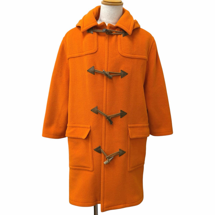 良品□HERMES エルメス ヴィンテージ ウール100％ 藤原ヒロシ着用 トグルボタン フーデッド ダッフルコート オレンジ 46 フランス製