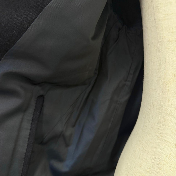美品□Burberrys バーバリー ヴィンテージ ウール100％ ウィンドウペン 比翼 フライフロント ステンカラーコート ネイビー M メンズ