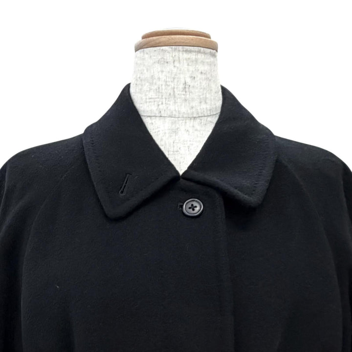 美品△Burberrys バーバリー ヴィンテージ ウール カシミヤ プレステージコレクション ベルト付 ロング ステンカラーコート ブラック 7AR