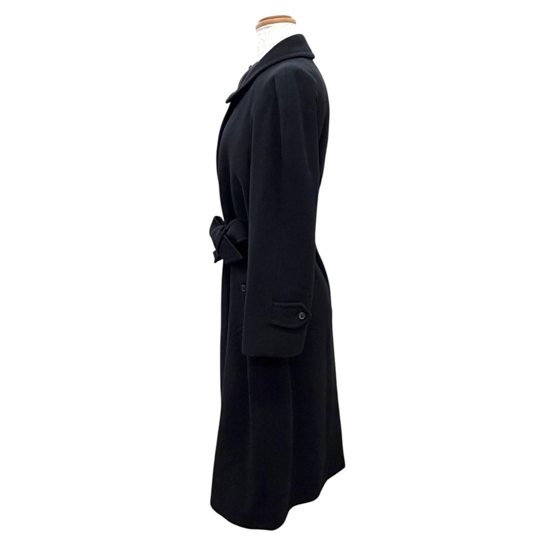 美品△Burberrys バーバリー ヴィンテージ ウール カシミヤ プレステージコレクション ベルト付 ロング ステンカラーコート ブラック 7AR