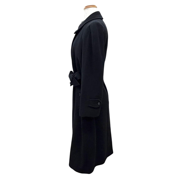 美品△Burberrys バーバリー ヴィンテージ ウール カシミヤ プレステージコレクション ベルト付 ロング ステンカラーコート ブラック 7AR