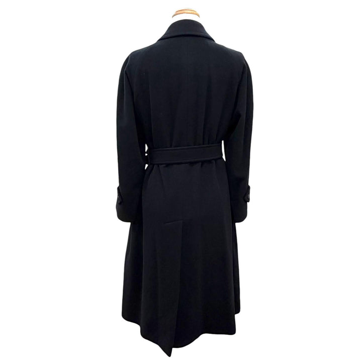 美品△Burberrys バーバリー ヴィンテージ ウール カシミヤ プレステージコレクション ベルト付 ロング ステンカラーコート ブラック 7AR