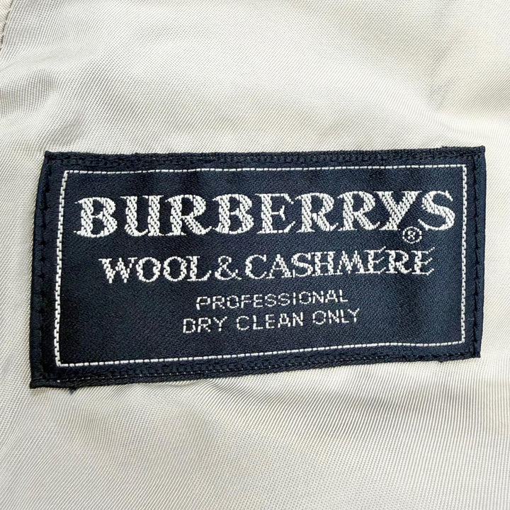 美品△Burberrys バーバリー ヴィンテージ ウール カシミヤ プレステージコレクション ベルト付 ロング ステンカラーコート ブラック 7AR