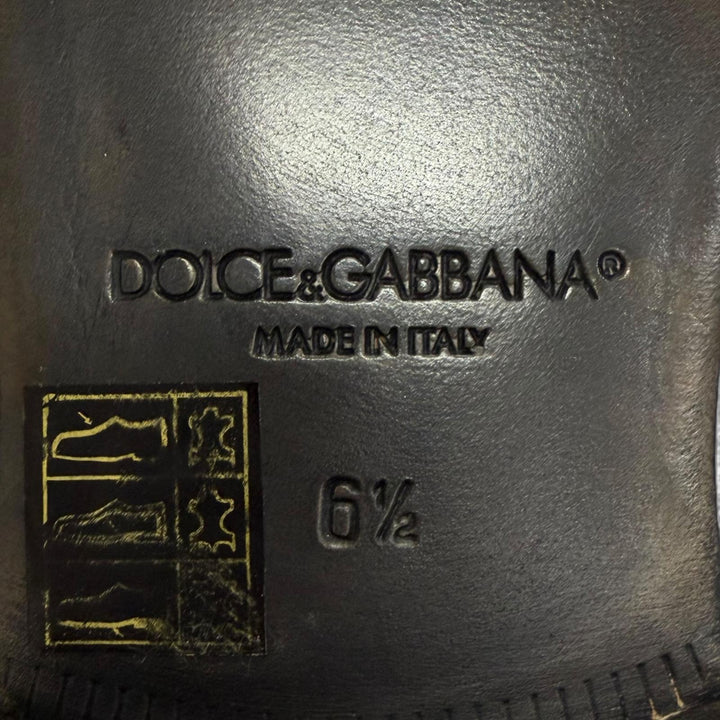 極美品□DOLCE&amp;GABBANA ドルチェ＆ガッバーナ レザー パーフォレーション サイドゴア チェルシーブーツ アンクルブーツ 6.5 イタリア製