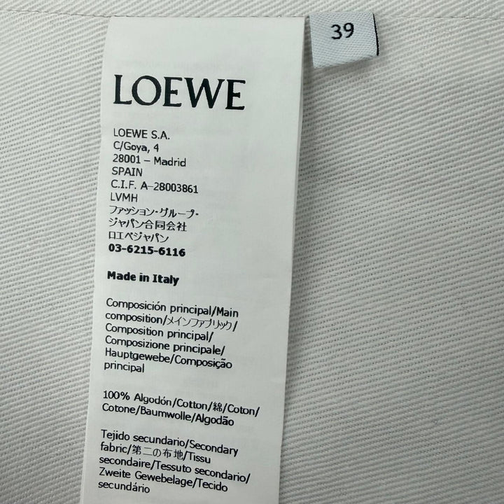 極美品▼LOEWE ロエベ H526Y05X79 コットン エルボーアナグラム ロングスリーブ 長袖シャツ ベージュ 39 伊製 正規品 メンズ ハンガー付