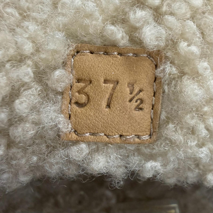 極美品☆GUCCI グッチ ホースビット金具 ムートン ツイード スリッポン レッド ホワイト ゴールド金具 37.5 イタリア製 レディース