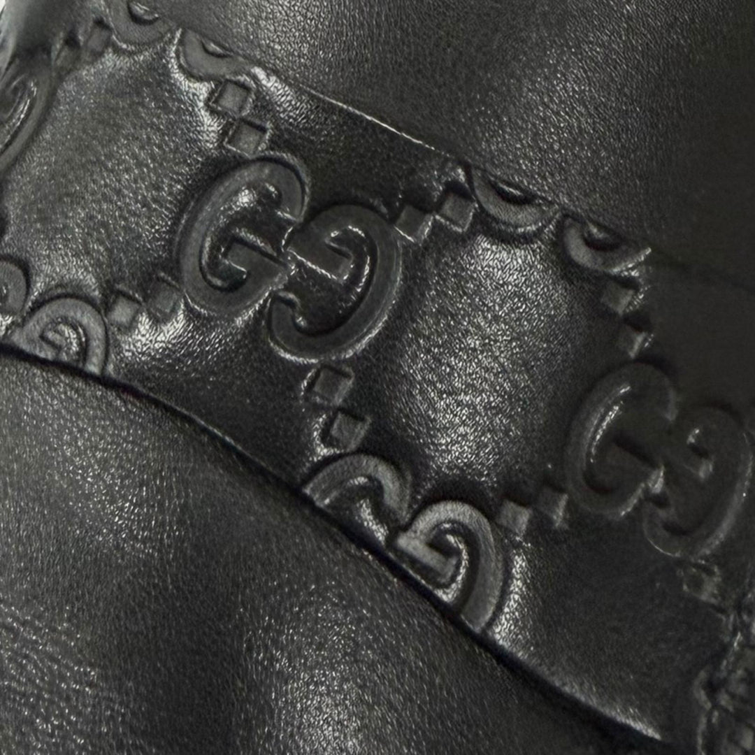美品▼GUCCI グッチ GGエンボス Uチップ レザーシューズ ローファー ブラック 40 イタリア製 メンズ ビジネスオススメ◎