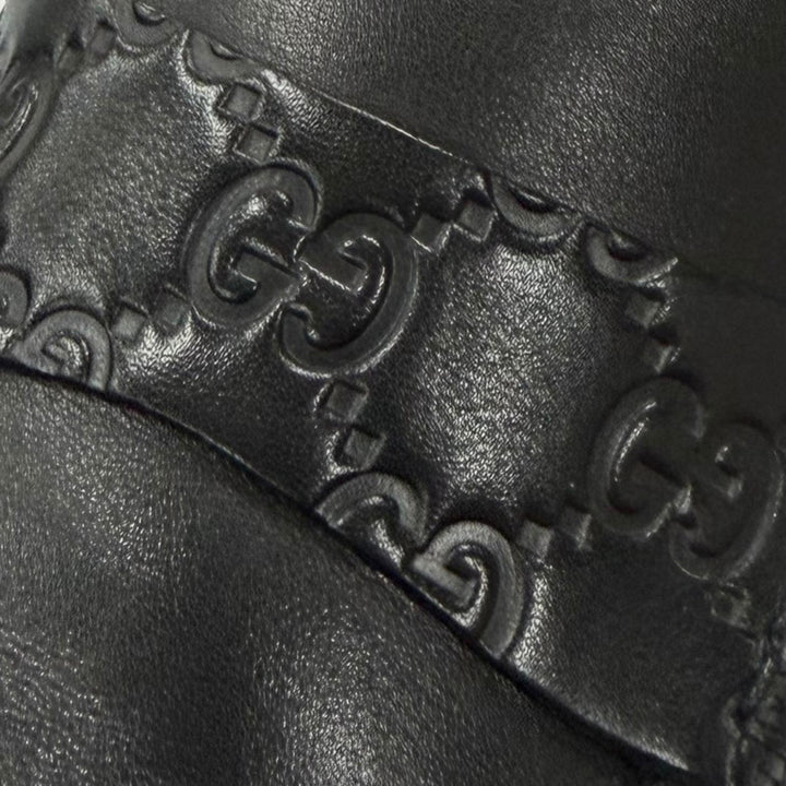 美品▼GUCCI グッチ GGエンボス Uチップ レザーシューズ ローファー ブラック 40 イタリア製 メンズ ビジネスオススメ◎
