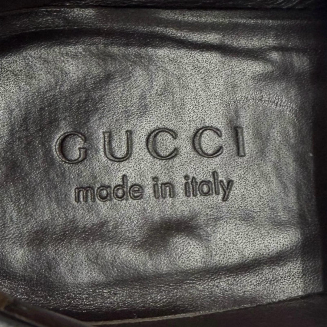 美品▼GUCCI グッチ GGエンボス Uチップ レザーシューズ ローファー ブラック 40 イタリア製 メンズ ビジネスオススメ◎