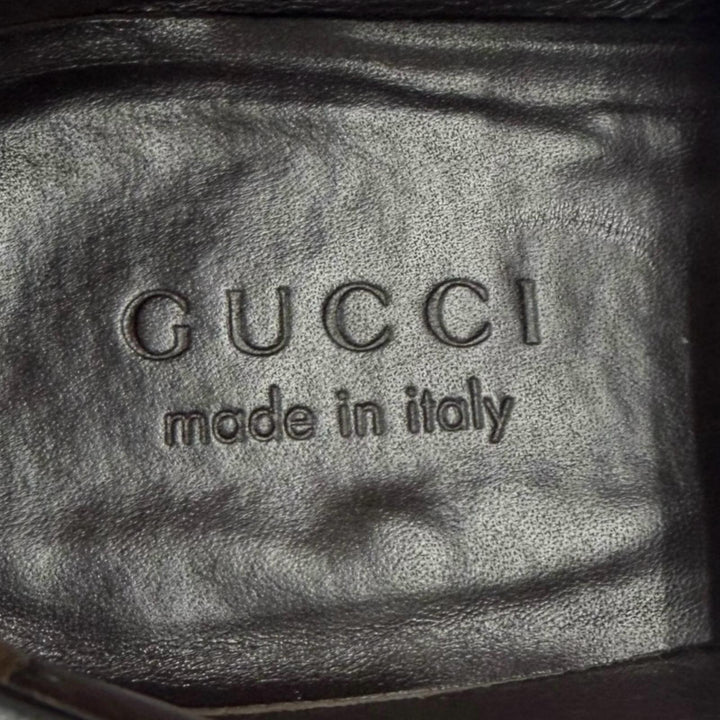 美品▼GUCCI グッチ GGエンボス Uチップ レザーシューズ ローファー ブラック 40 イタリア製 メンズ ビジネスオススメ◎