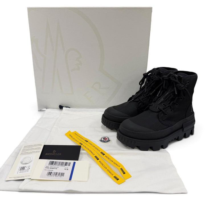 極美品☆MONCLER GENIUS 4 HYKE モンクレール ジーニアス 4 ハイク DESERTYX ロゴデザイン ZIP UP ショートブーツ ブラック 36 伊製