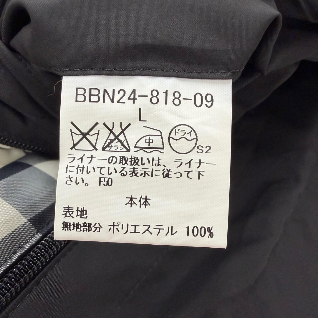 美品▼BURBERRY LONDON バーバリーロンドン 裏地ノバチェック柄 ジップアップ ダウンライナー付き 2WAY コート ブラック L 正規品 メンズ