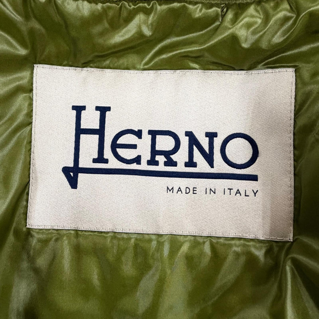 美品☆Herno ヘルノ 2019年製 CA0257D カシミヤ100％ フォックスファー 中綿入り ZIP UP コート ライトグリーン 42 イタリア製 正規品