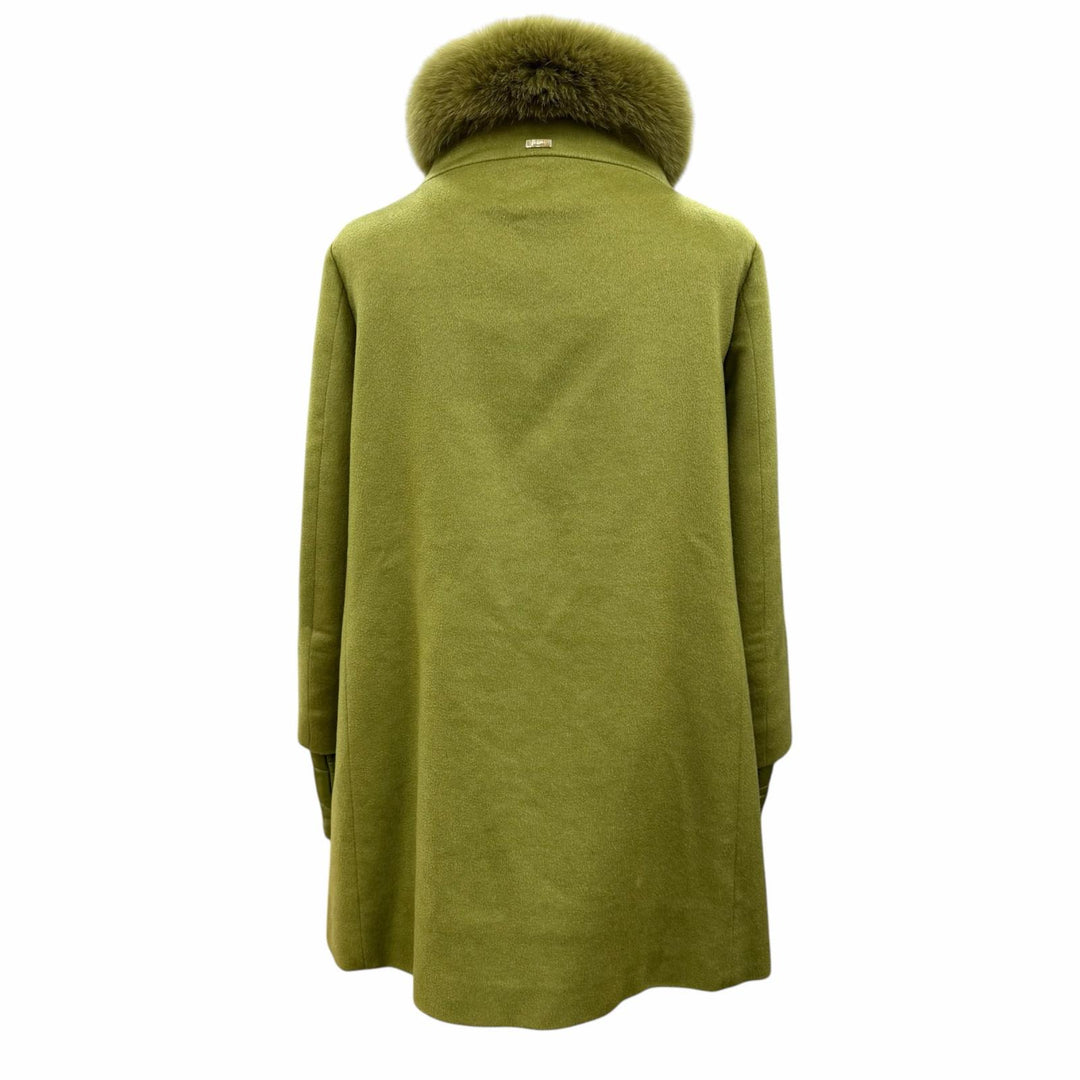美品☆Herno ヘルノ 2019年製 CA0257D カシミヤ100％ フォックスファー 中綿入り ZIP UP コート ライトグリーン 42 イタリア製 正規品