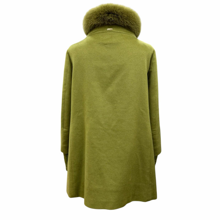 美品☆Herno ヘルノ 2019年製 CA0257D カシミヤ100％ フォックスファー 中綿入り ZIP UP コート ライトグリーン 42 イタリア製 正規品