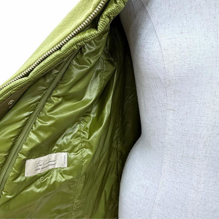 美品☆Herno ヘルノ 2019年製 CA0257D カシミヤ100％ フォックスファー 中綿入り ZIP UP コート ライトグリーン 42 イタリア製 正規品