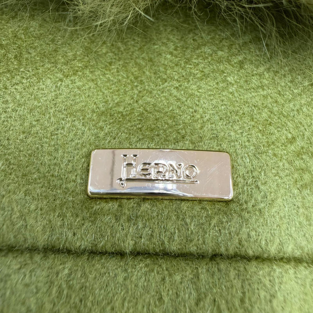 美品☆Herno ヘルノ 2019年製 CA0257D カシミヤ100％ フォックスファー 中綿入り ZIP UP コート ライトグリーン 42 イタリア製 正規品