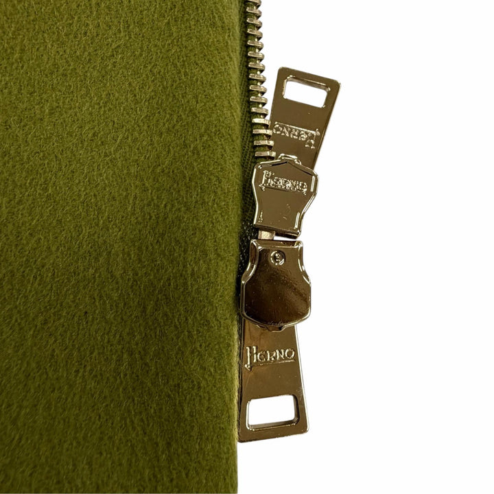 美品☆Herno ヘルノ 2019年製 CA0257D カシミヤ100％ フォックスファー 中綿入り ZIP UP コート ライトグリーン 42 イタリア製 正規品