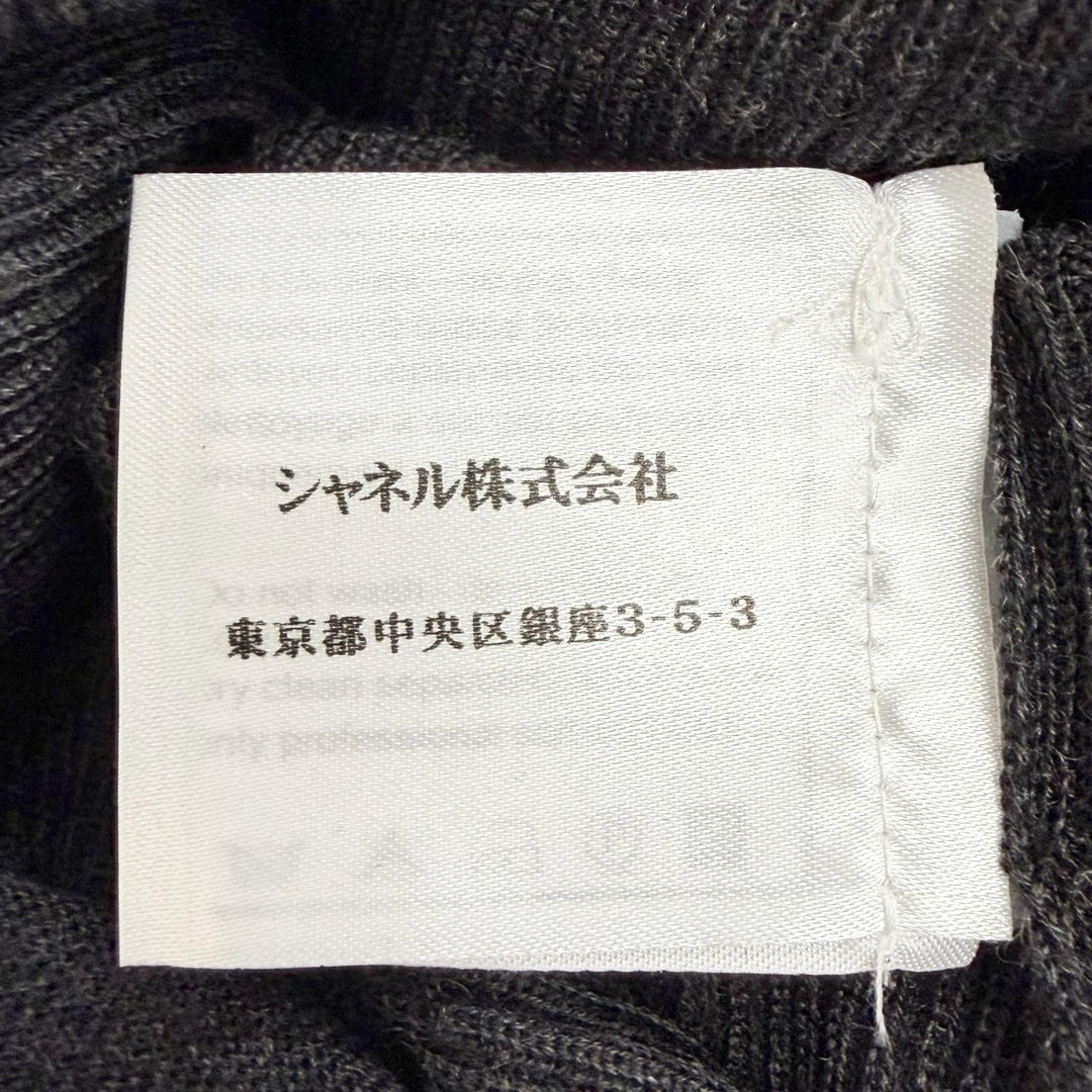 極美品△CHANEL シャネル ヴィンテージ 05A P26591 カシミヤ シルク カメリアブローチ2個付き タートルネック 長袖 ニット 34 正規品