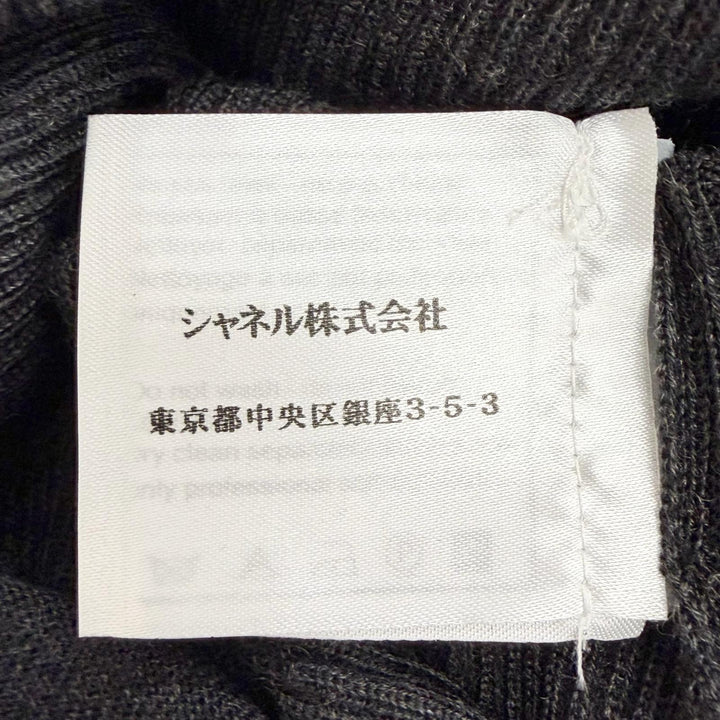 極美品△CHANEL シャネル ヴィンテージ 05A P26591 カシミヤ シルク カメリアブローチ2個付き タートルネック 長袖 ニット 34 正規品