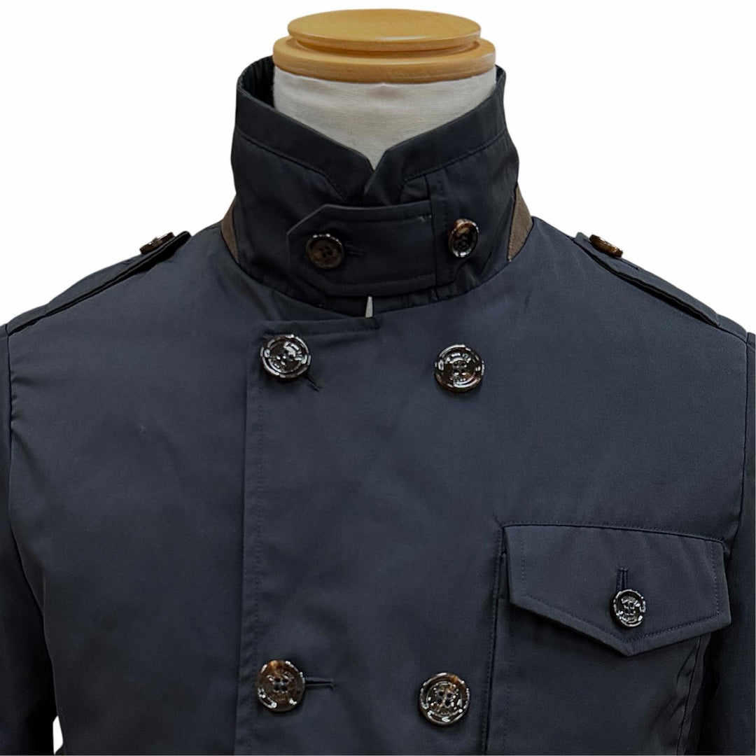未使用品▼MOORER ムーレー GABETTI-WCO ロゴ入りボタン ダブルブレスト ミリタリージャケット ダークネイビー 44 メンズ ハンガー付き