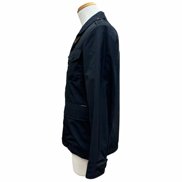 未使用品▼MOORER ムーレー GABETTI-WCO ロゴ入りボタン ダブルブレスト ミリタリージャケット ダークネイビー 44 メンズ ハンガー付き