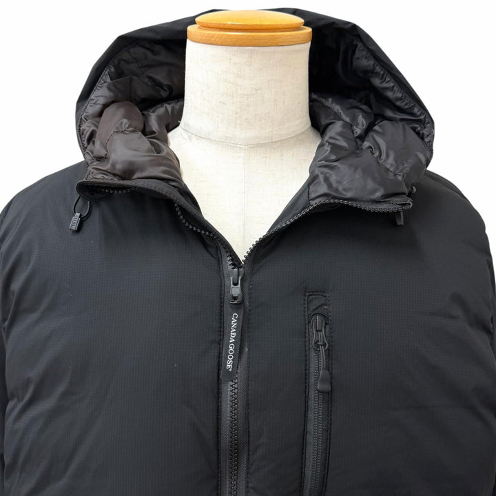 極美品□CANADA GOOSE カナダグース 5078M LODGE HOODY ミニロゴワッペン フーデッド ダウンジャケット 黒 L カナダ製 正規品 メンズ