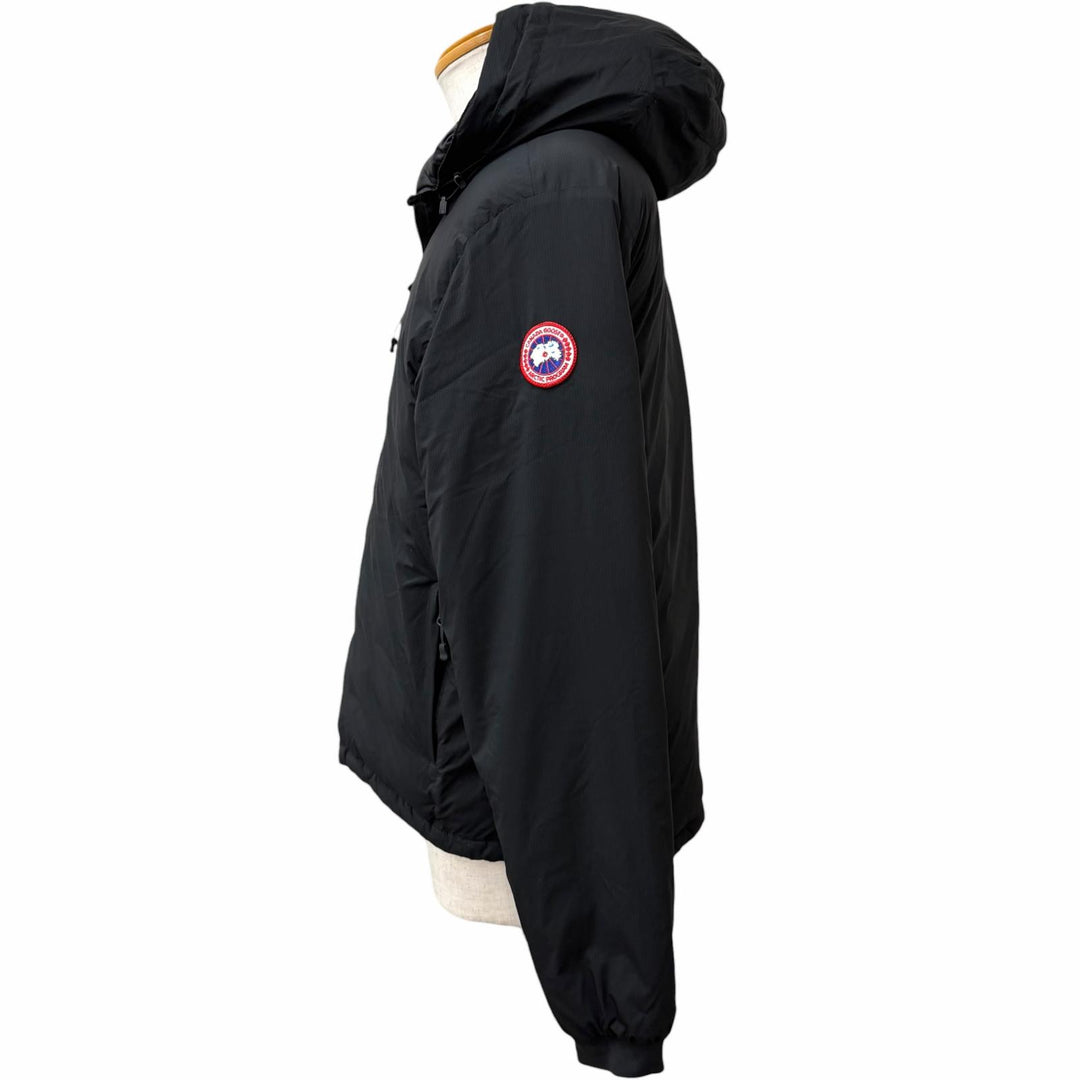 極美品□CANADA GOOSE カナダグース 5078M LODGE HOODY ミニロゴワッペン フーデッド ダウンジャケット 黒 L カナダ製 正規品 メンズ