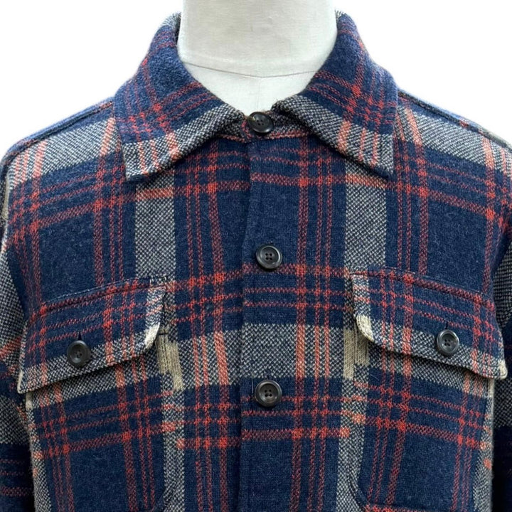 未使用品▼RRL ダブルアールエル ウール リネン カシミヤ混 ワークシャツセーター 長袖シャツ ネイビー L 正規品 メンズ 定価129800円