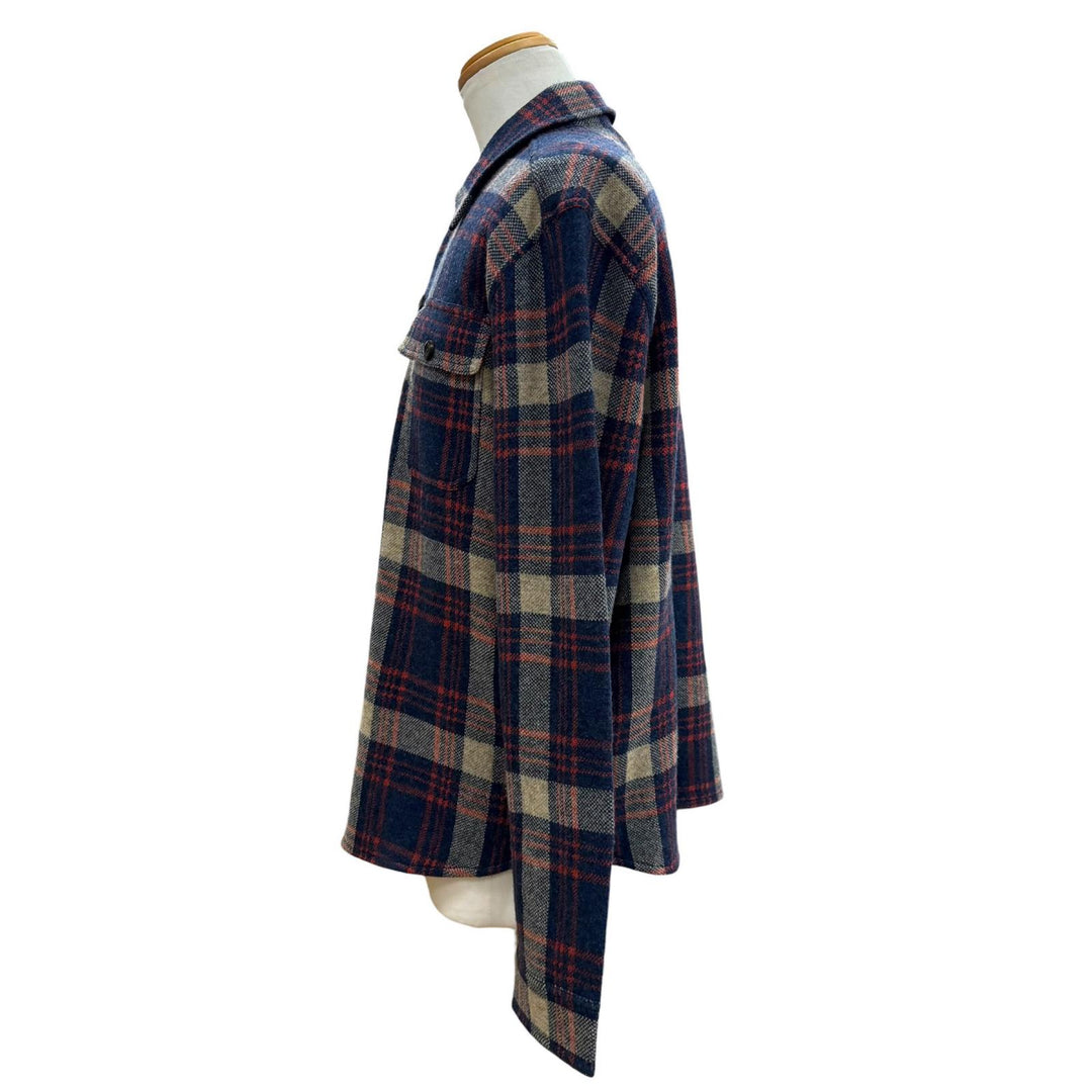 未使用品▼RRL ダブルアールエル ウール リネン カシミヤ混 ワークシャツセーター 長袖シャツ ネイビー L 正規品 メンズ 定価129800円