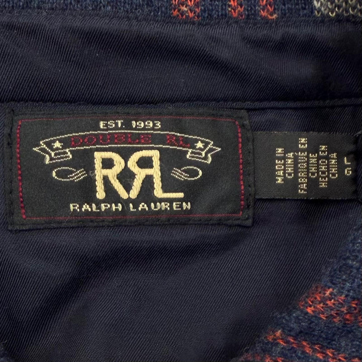 未使用品▼RRL ダブルアールエル ウール リネン カシミヤ混 ワークシャツセーター 長袖シャツ ネイビー L 正規品 メンズ 定価129800円